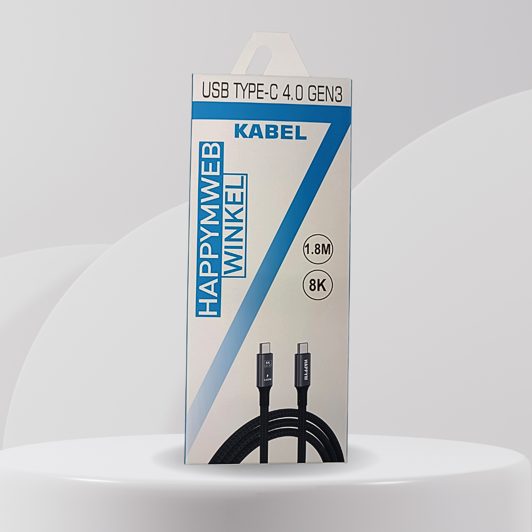 Happym USB C 4.0 Kabel 1M – 40Gbps Dataoverdracht – 240W PD Snelladen – Duurzaam Nylon Gevlochten voor Laptop en Smartphone
