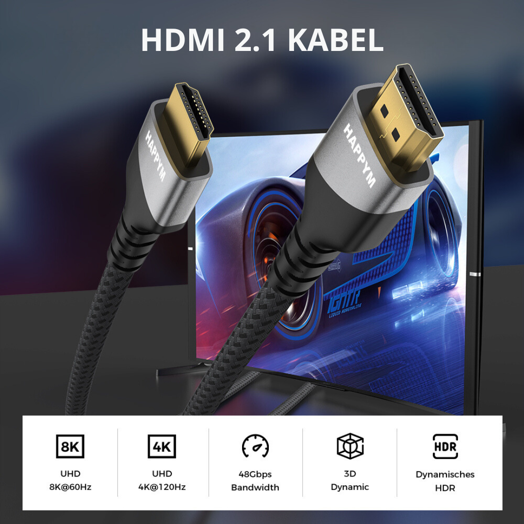HDMI naar HDMI Kabel – Ultra High Speed - 8K 60Hz - 4K 120Hz voor Haarscherpe Beeldkwaliteit - 2.1 HDMI - 48Gbps - 1 Meter