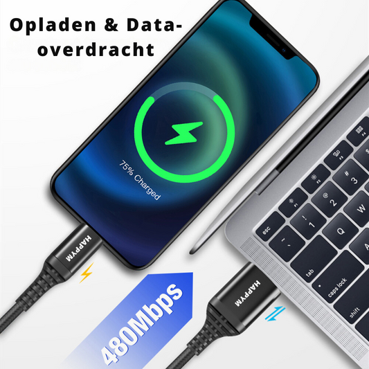 Lightning naar USB Kabel 1M – iPhone Snelle Oplaadkabel Nylon