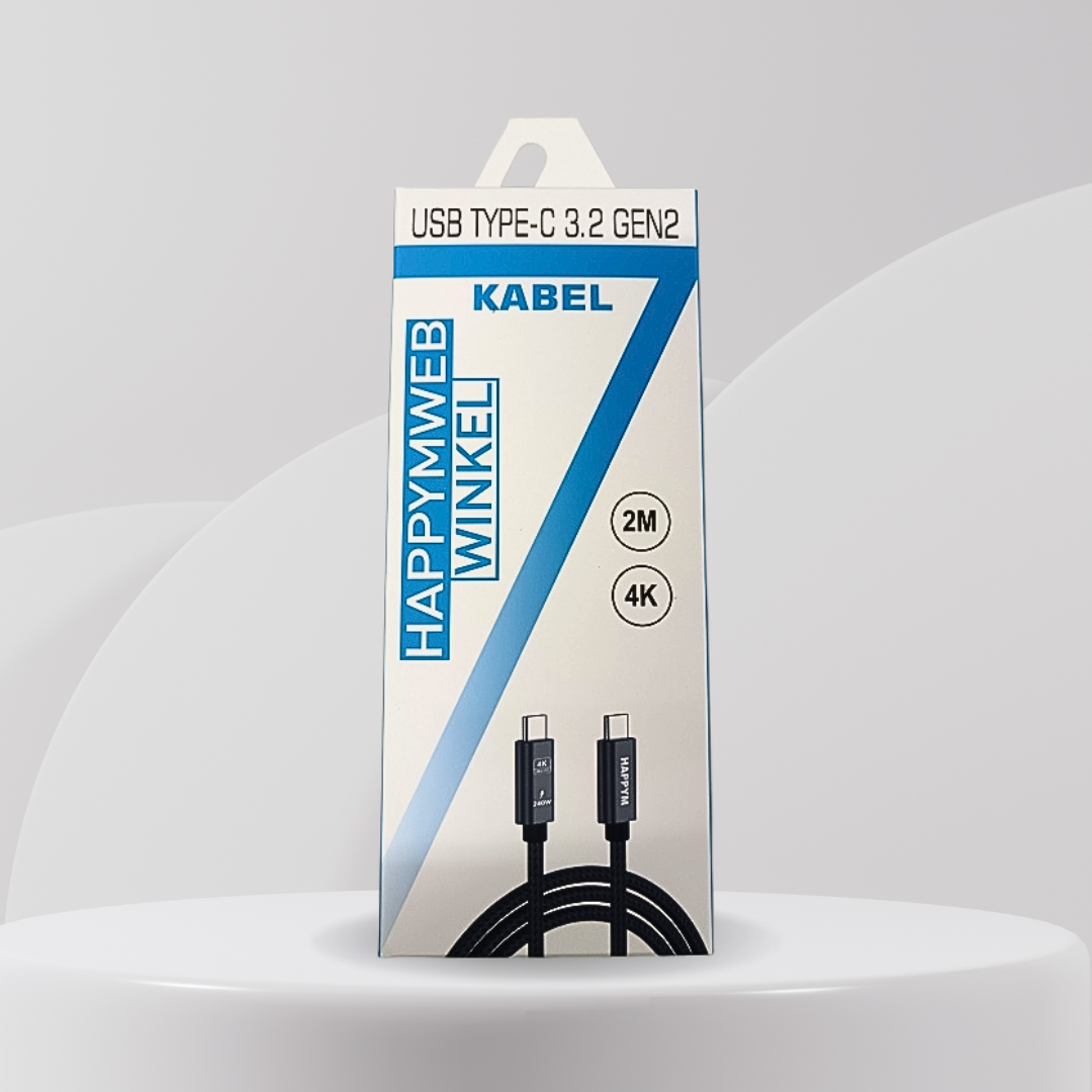 Happym USB-C 3.2 Kabel 3M - 20Gbps Dataoverdracht - 240W PD Snelladen - Duurzaam Nylon Gevlochten voor iPhone en iPad