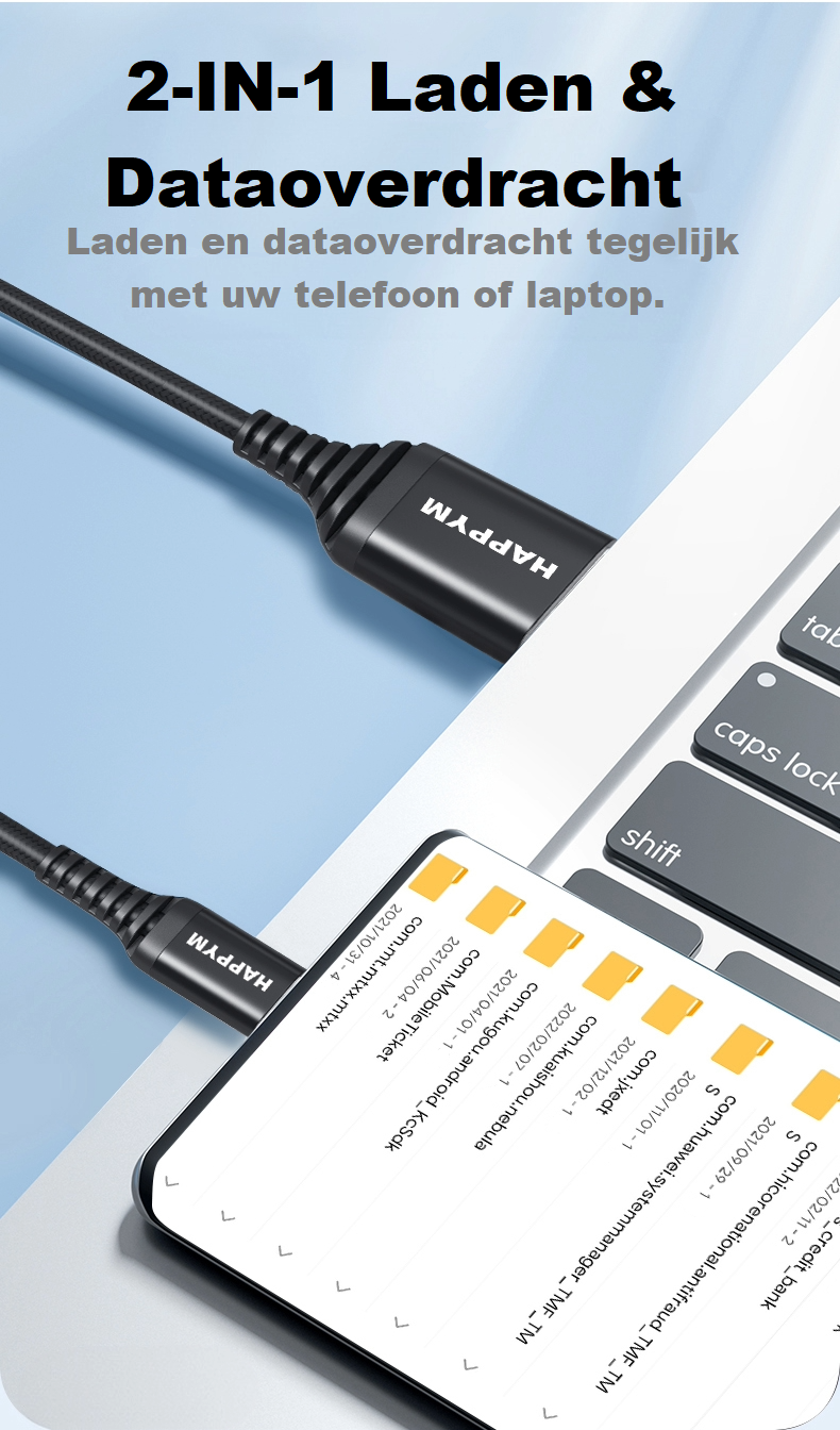 Micro USB Kabel 0.5M Zwart Nylon Gevlochten