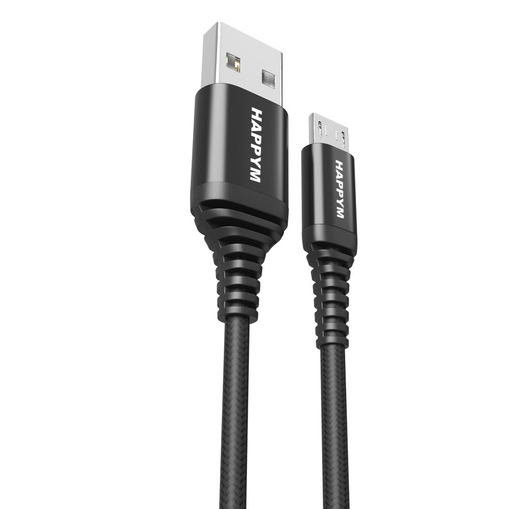 Micro USB Kabel 0.5M Zwart Nylon Gevlochten