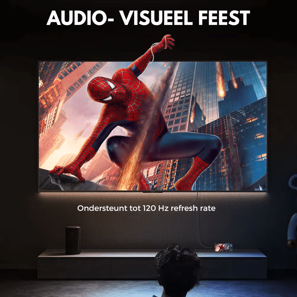 HDMI naar HDMI Kabel – Ultra High Speed - 8K 60Hz - 4K 120Hz voor Haarscherpe Beeldkwaliteit - 2.1 HDMI - 48Gbps - 1 Meter