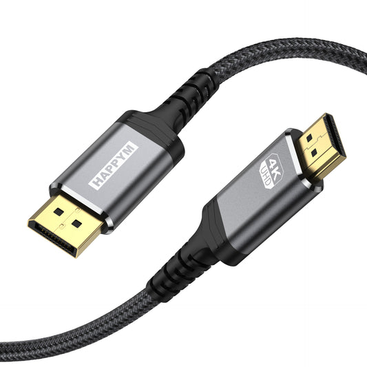 Happym DisplayPort naar HDMI Kabel 1M – 4K30Hz Ultra High Speed – Haarscherpe Beeldkwaliteit voor TV en Monitor