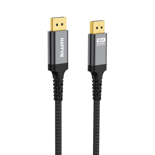 Happym Displayport 2.1 Kabel – Ultra High Speed 16K60Hz voor Haarscherpe Beeldkwaliteit - 1 Meter - 8k 120hz - 4k 240hz