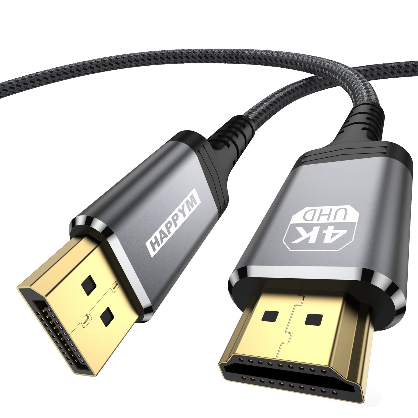 Happym DisplayPort naar HDMI Kabel 1M – 4K30Hz Ultra High Speed – Haarscherpe Beeldkwaliteit voor TV en Monitor