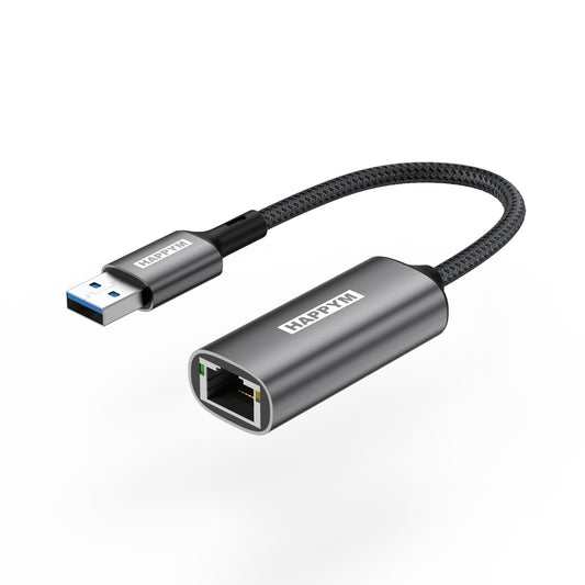 USB A naar RJ45 Ethernet Adapter – Gigabit 1000 Mbps – USB 3.0 naar LAN Netwerk Adapter – Plug & Play – Aluminium – Voor Laptop, PC, TV-Box