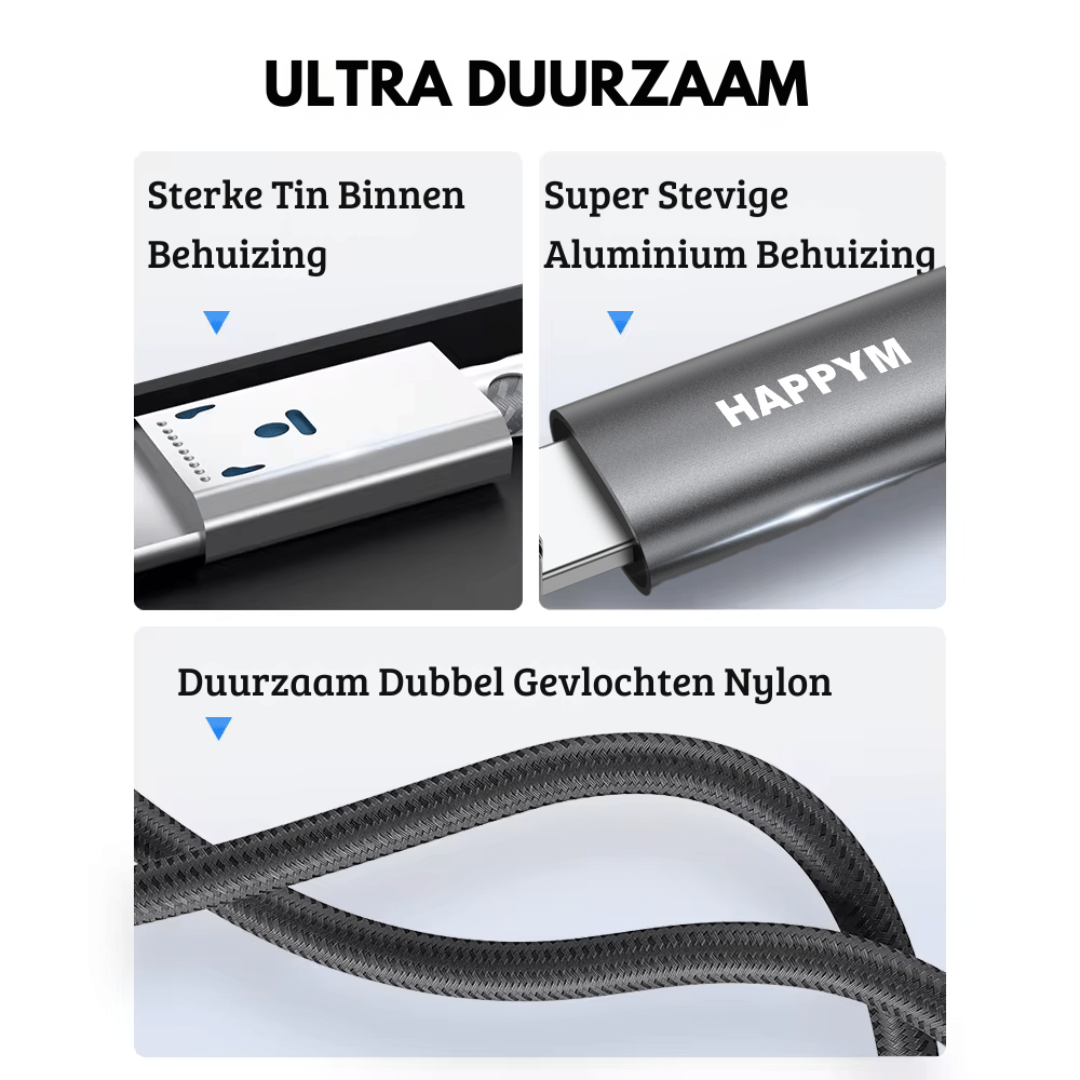 Lightning naar USB-C Kabel Datakabel en Oplaadkabel – Zwart – 0.5 Meter