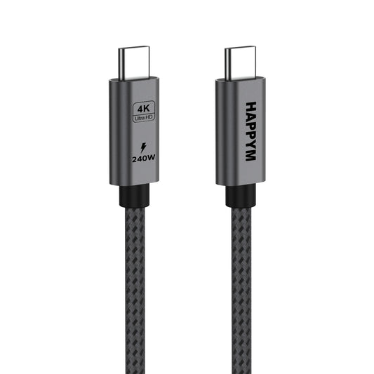 Happym USB-C 3.2 Kabel 1M - 20Gbps Dataoverdracht - 240W PD Snelladen - Duurzaam Nylon Gevlochten voor Smartphone Opladen