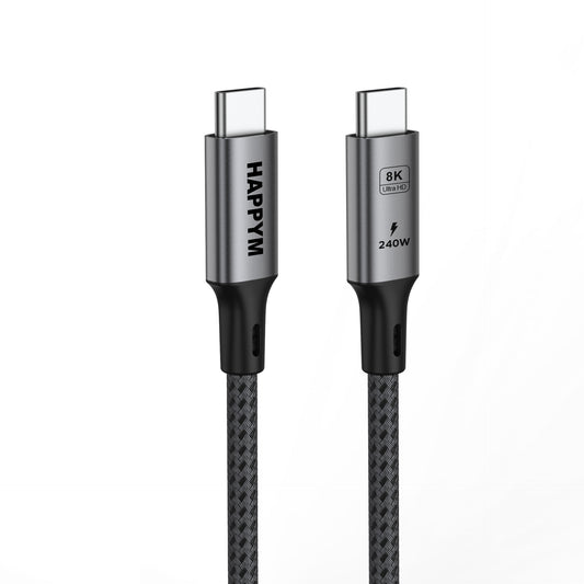 Happym USB C 4.0 Kabel 1M – 40Gbps Dataoverdracht – 240W PD Snelladen – Duurzaam Nylon Gevlochten voor Laptop en Smartphone