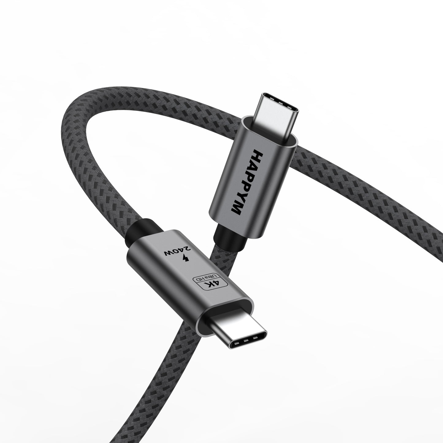 Happym USB-C 3.2 Kabel 3M - 20Gbps Dataoverdracht - 240W PD Snelladen - Duurzaam Nylon Gevlochten voor iPhone en iPad