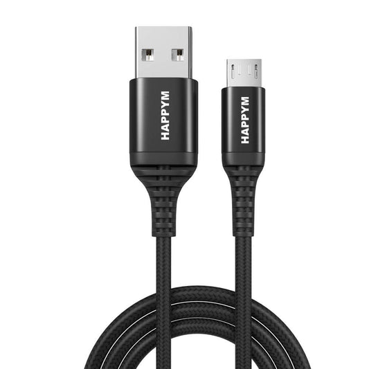 Micro USB Kabel 1M Zwart Nylon Gevlochten