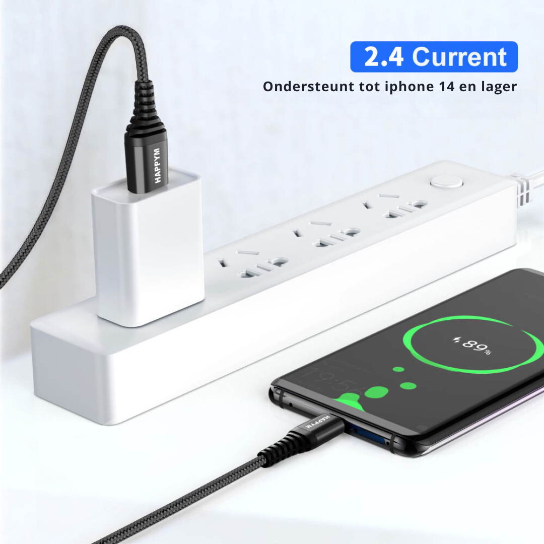 Lightning naar USB Kabel 1M – iPhone Snelle Oplaadkabel Nylon