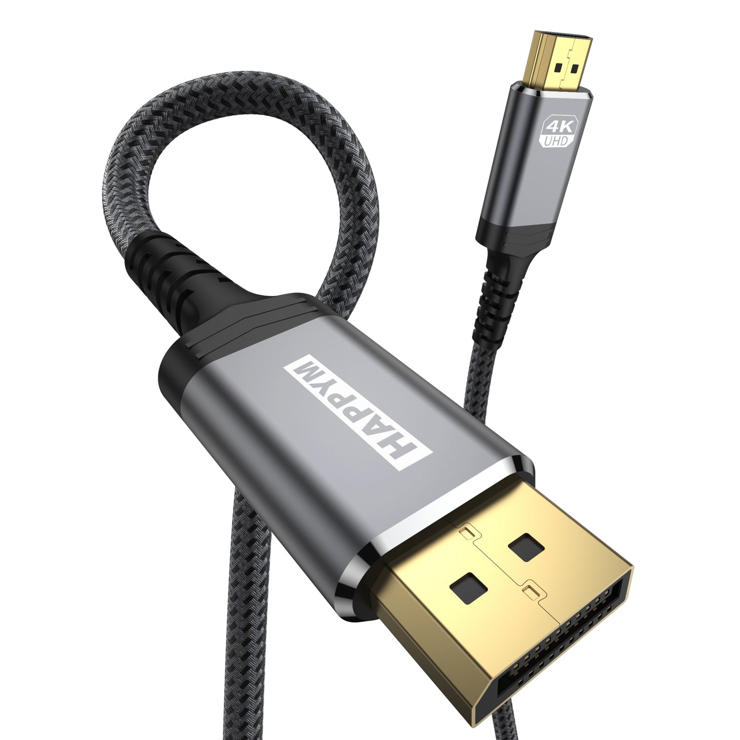 Happym DisplayPort naar HDMI Kabel 1M – 4K30Hz Ultra High Speed – Haarscherpe Beeldkwaliteit voor TV en Monitor