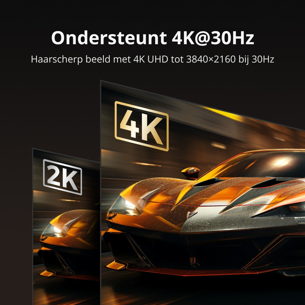 Happym DisplayPort naar HDMI Kabel 1M – 4K30Hz Ultra High Speed – Haarscherpe Beeldkwaliteit voor TV en Monitor