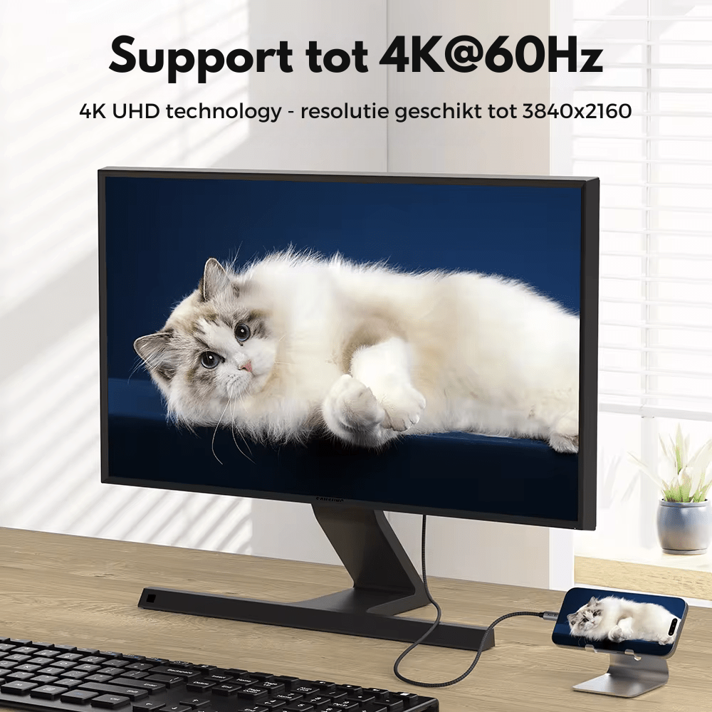 USB-C naar HDMI Kabel – Ultra High Speed 4K@60Hz voor Haarscherpe Beeldkwaliteit - 1 Meter