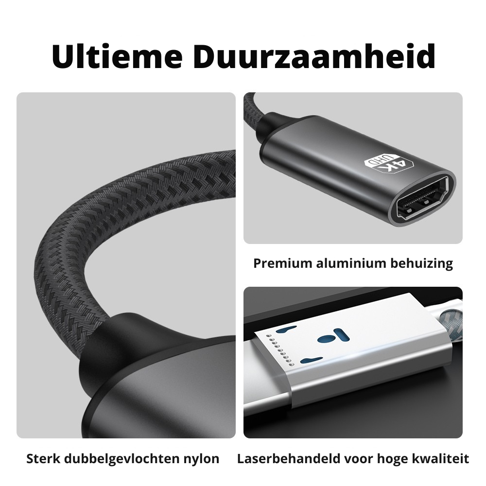 USB-C naar HDMI Adapter – 4K @ 60Hz – USB Type-C naar HDMI Female Converter – Plug & Play – Aluminium – Voor MacBook, iPad, Samsung, Switch, Laptop