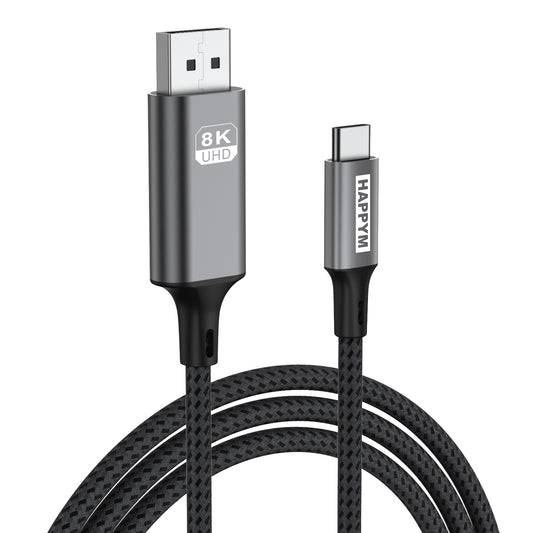 Happym USB C naar Displayport Kabel – Ultra High Speed 8K60Hz voor Haarscherpe Beeldkwaliteit - 1 Meter