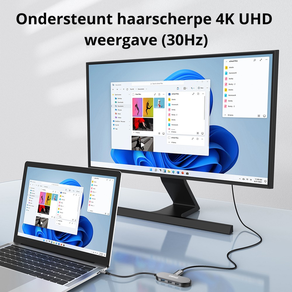 USB-C Hub 7-in-1 Multifunction Docking Station - 4K HDMI 30Hz, PD 100W, USB 3.0 & 2.0, SD/TF Kaartlezer - Universeel voor MacBook, iPad, Windows Laptop